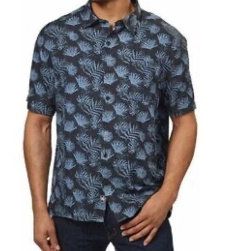 Nat Nast Men's XXL shirt Black Blue Patterned‎ silk cotton blend button